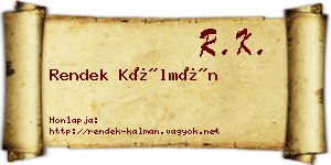 Rendek Kálmán névjegykártya