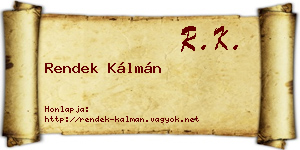 Rendek Kálmán névjegykártya